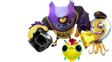 Изображение с яркими маскотами Pokerdom интернет-казино, демонстрирующими джекпот-акции, с красочными и выразительными лицами, создавая атмосферу веселья и азарта перед большими выигрышами.